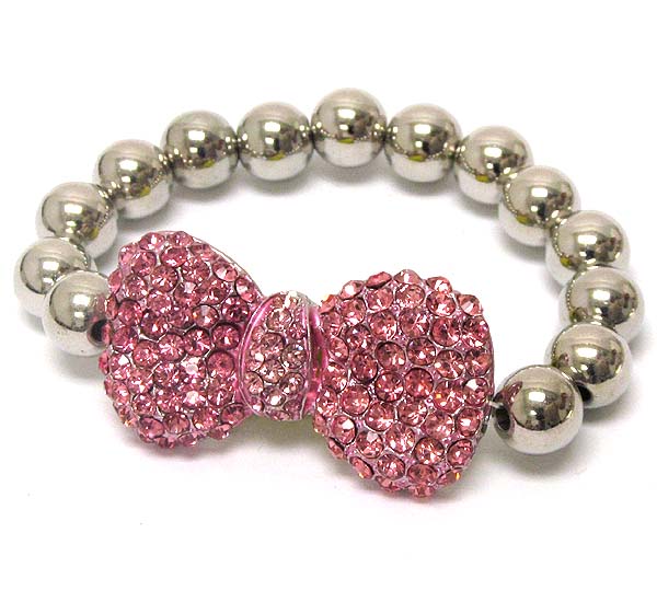 Multi crystal deco ribbon stretch bracelet