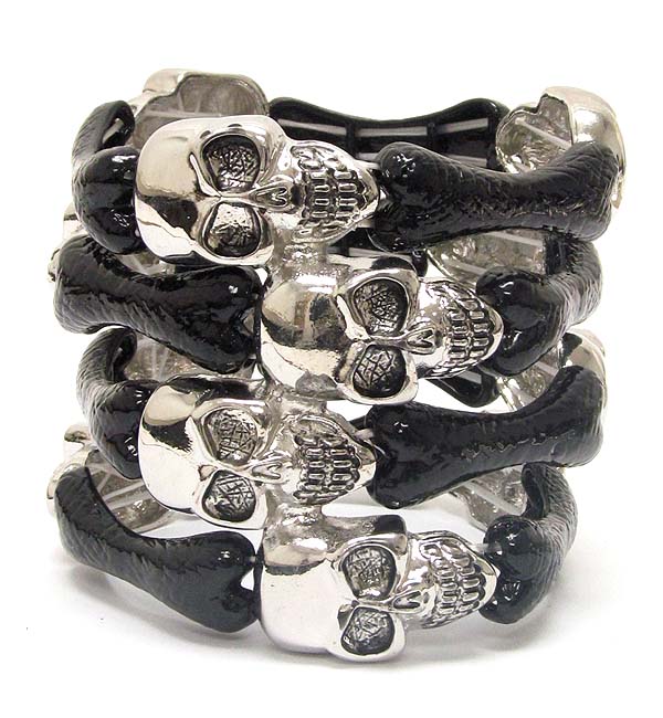 Multi skull wide stretch bracelet