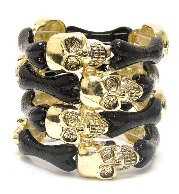 Multi skull wide stretch bracelet