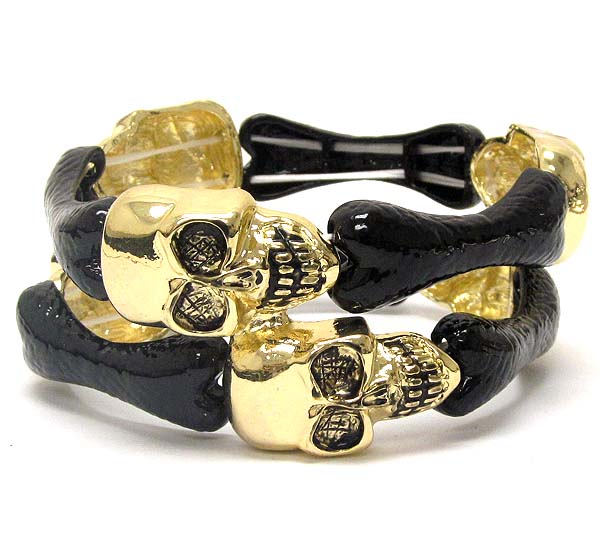 Multi skull double coiled stretch bracelet