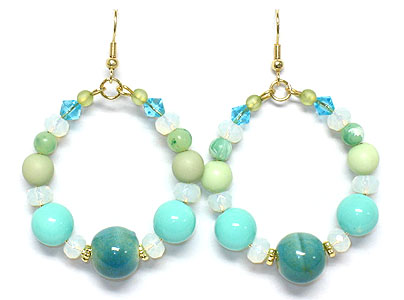 Multi bead round drop earring