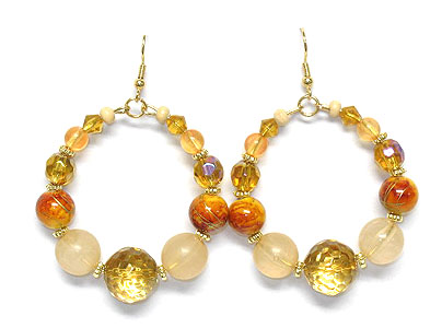 Multi bead round drop earring