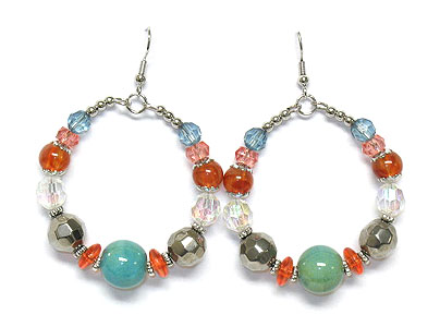 Multi bead round drop earring