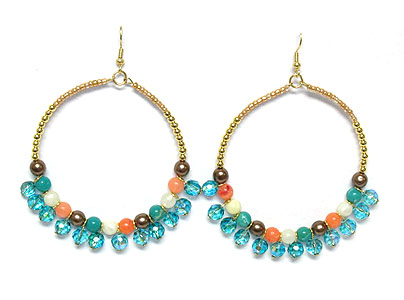 Multi bead round drop earring