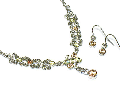 Austrian crystal flower and y drop necklace set