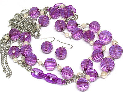 Psychic illuminated ball shape necklace set