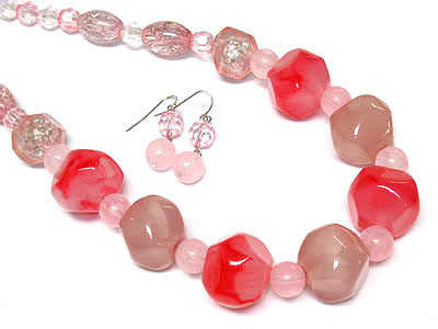 High fashion smoky bead and genuine glass bead necklace set