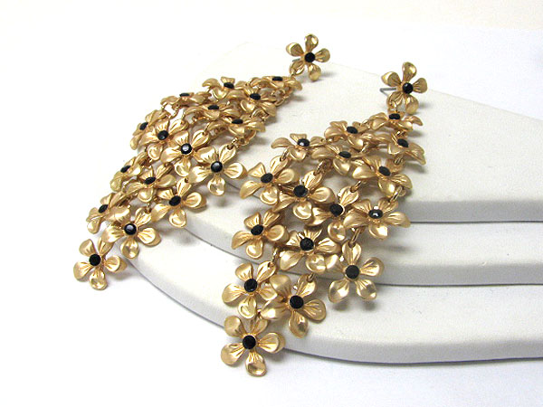 Multi metal flower link cascade earring