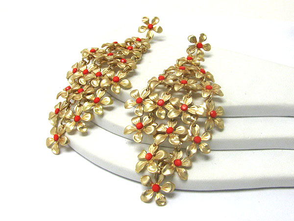 Multi metal flower link cascade earring