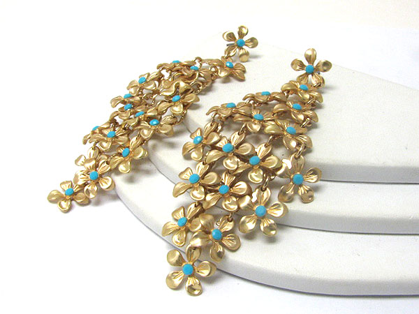 Multi metal flower link cascade earring