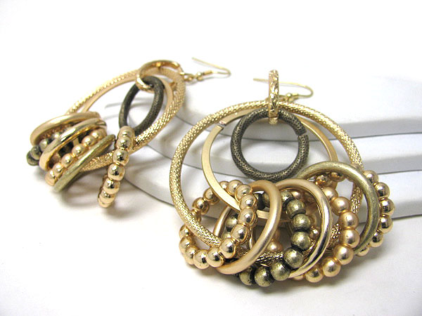 Multi metal and ball hoop link earring - hoops