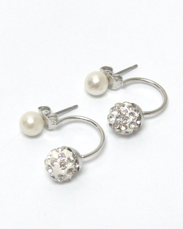 Double hoop pearl earrings