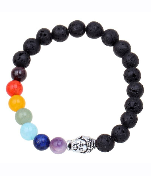 Lava stone stretch bracelet - buddha