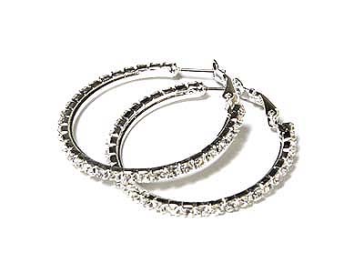 Rhinestone hoop earring 40 mm - hoops