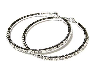 Rhinestone hoop earring - 60 mm - hoops