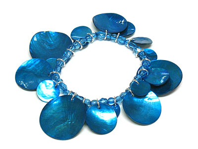 Multi shell disk and acryl beads bracelet