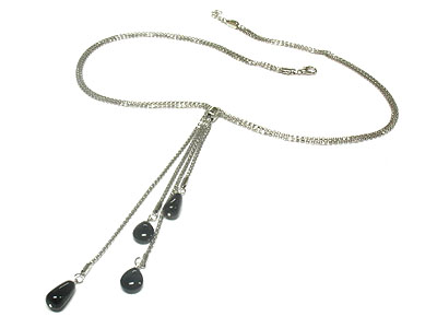 Four dangles with acryl beads and mesh chain necklace