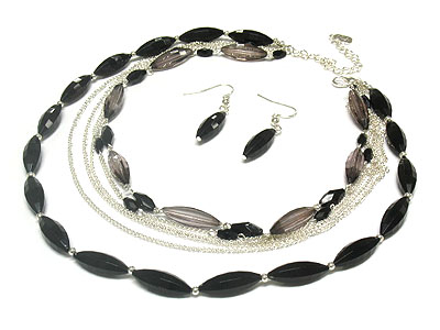 Multi strands acrylic bead necklace and earring set