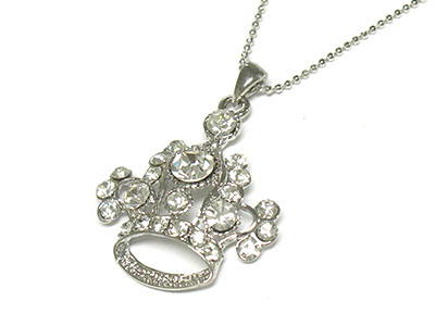 Crystal crown pendant necklace