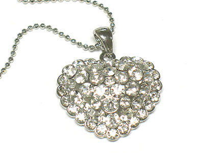 Crystal dense heart pendant necklace