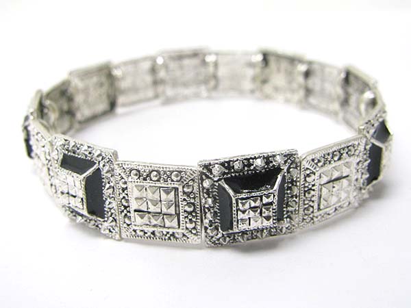 Marcasite look metal casting stretch bracelet