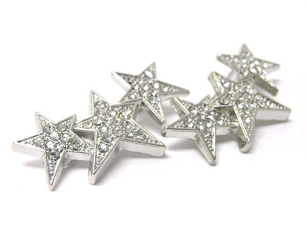 Crystal three star hair pin - 2 pc set