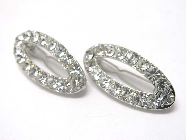 Crystal oval hair pin - 2 pc set