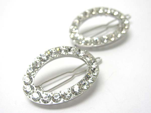 Crystal oval hair pin - 2 pc set