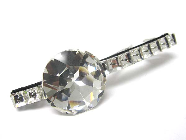 Large cubic stone crystal long hair pin