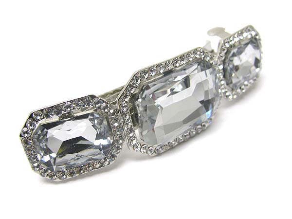 3 large cubic stone crystal long hair pin