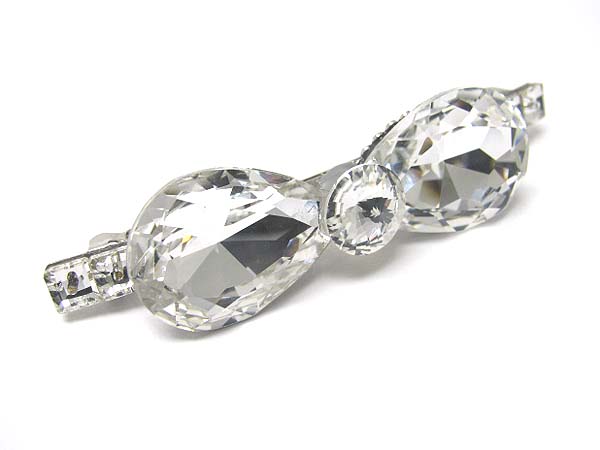 Large cubic stone and crystal ribbon hair pin