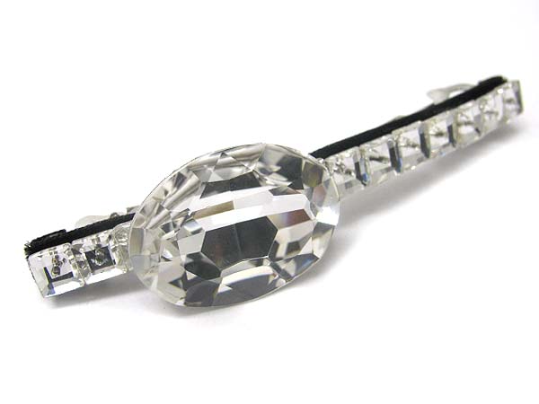 Large cubic stone crystal long hair pin