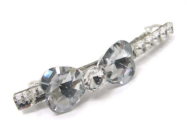 Large cubic stone and crystal ribbon hair pin