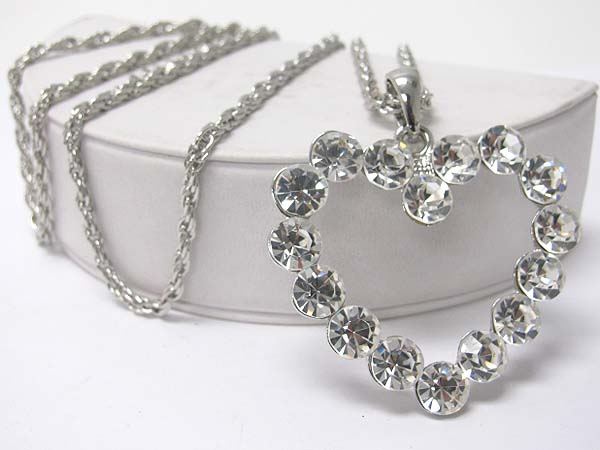 Crystal heart pendant long necklace