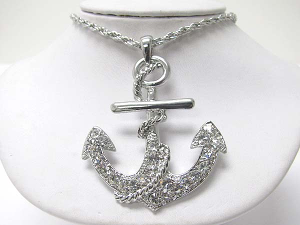 Crystal anchor pendant necklace