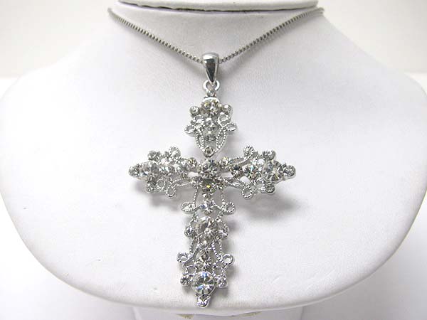 Crystal cross pendant necklace