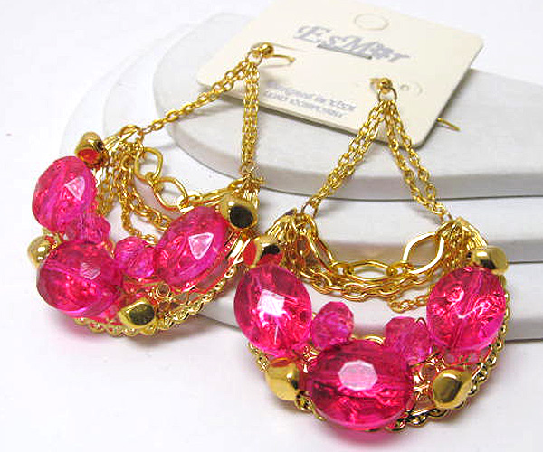 Crystal glass drop fashion chain earring