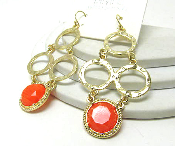 Metal round link patern  drop round acryl earring