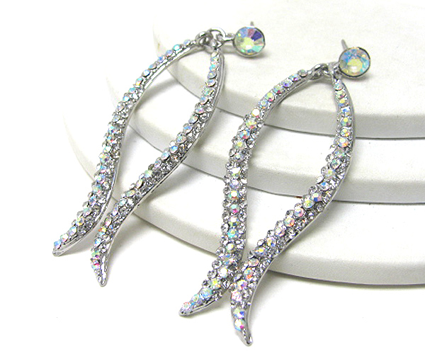 Crystal waved line drop earring