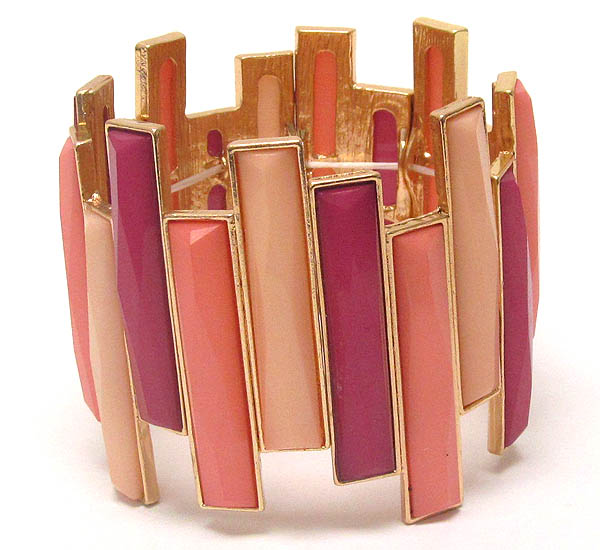 Multi acrylic bar link stretch bracelet