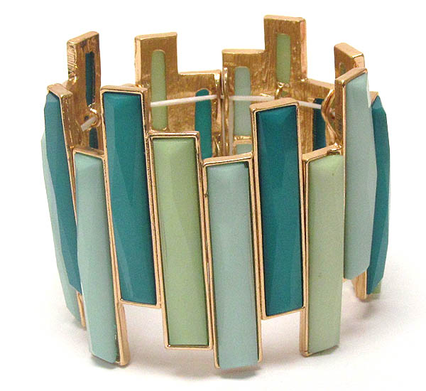 Multi acrylic bar link stretch bracelet