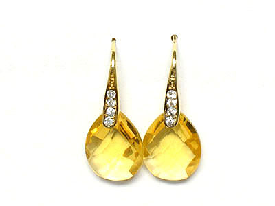 Facet cubic drop and side crystal earring