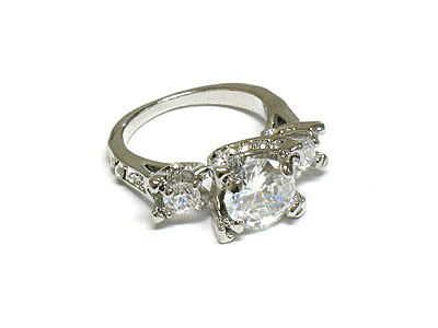 Crystal 3three stone bazel style ring