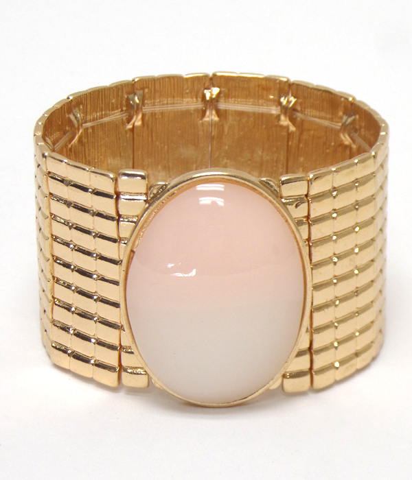 Puffy large oval stone gradient stretch bracelet