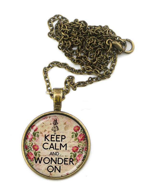 Cabochon necklace - keep calm and wonder on