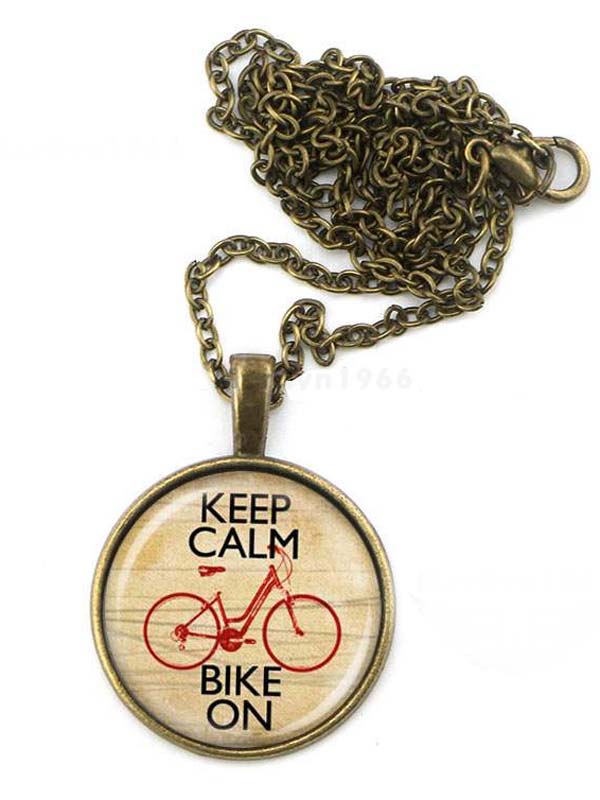 Cabochon necklace - keep calm bike on