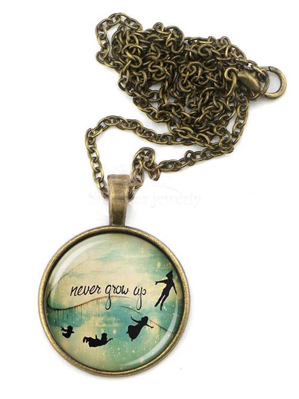 Cabochon necklace - never grow up peter pan