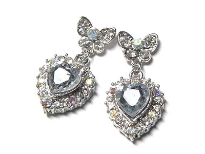 Crystal and cubic zirconia heart earring