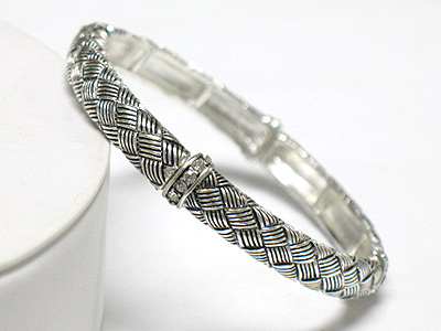 Crystal stud metal casting stretch bracelet