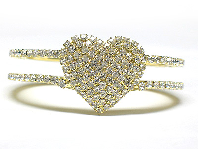 Rhinestone heart hinge bangle